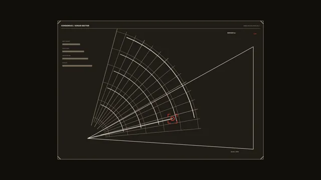Technical sonar sector with radial signal geometry — free 3840x2160 4K wallpaper image