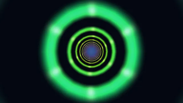 Concentric neon rings with luminous green nodes — free 3840x2160 4K wallpaper image