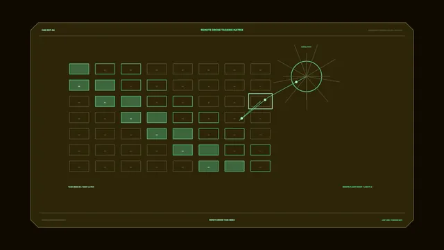 Remote drone tasking matrix with radar geometry — free 3840x2160 4K wallpaper image