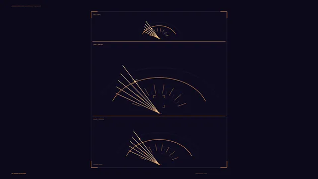 Amber orbital interface on a midnight grid — free 3840x2160 4K wallpaper image