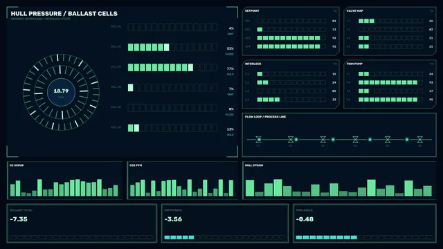 Dark nautical ballast control interface — free 3840x2160 4K wallpaper image