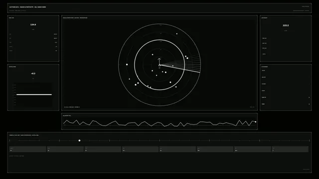 Monochrome radar altimeter telemetry interface — free 3840x2160 4K wallpaper image