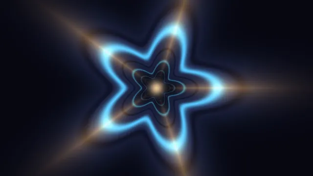 Electric blue star-shaped wave with amber light — free 3840x2160 4K wallpaper image