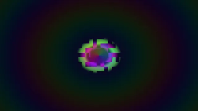 Pixelated neon ring on a dark radial field — free 3840x2160 4K wallpaper image
