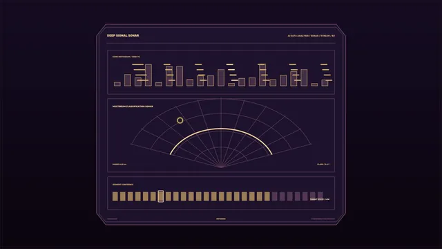 Deep Signal Sonar Interface in Violet and Gold — free 3840x2160 4K wallpaper image