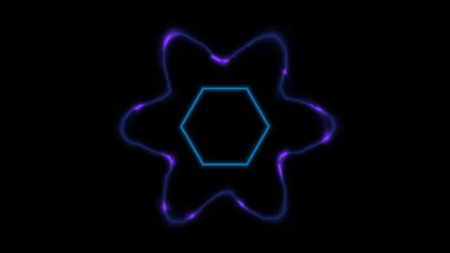Blue hexagon with violet electric contour — free 3840x2160 4K wallpaper image