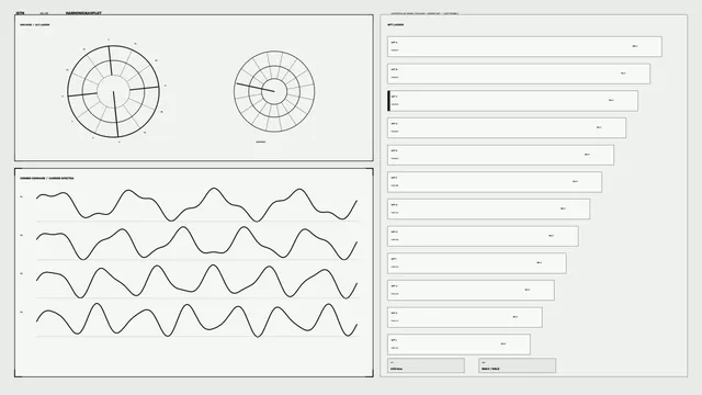 Monochrome orbital chart with radial and wave plots — free 3840x2160 4K wallpaper image