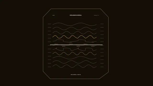 Geometric intelligence waterfall waveform chart — free 3840x2160 4K wallpaper image