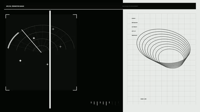 Perimeter radar geometry in black and ivory — free 3840x2160 4K wallpaper image