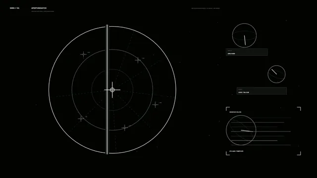 Monochrome radar interface with circular tracking geometry — free 3840x2160 4K wallpaper image