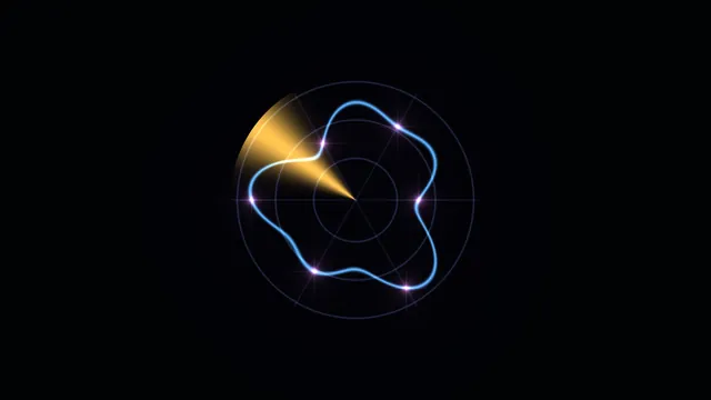 Blue orbital curve with golden radial beam — free 3840x2160 4K wallpaper image