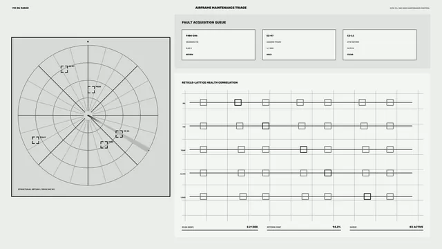 Monochrome aircraft maintenance radar dashboard — free 3840x2160 4K wallpaper image