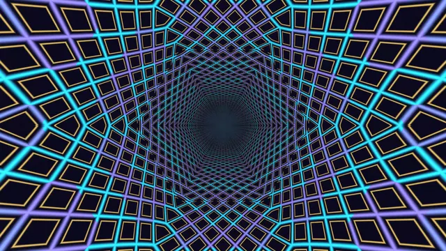 Neon diamond lattice forming a deep tunnel — free 3840x2160 4K wallpaper image