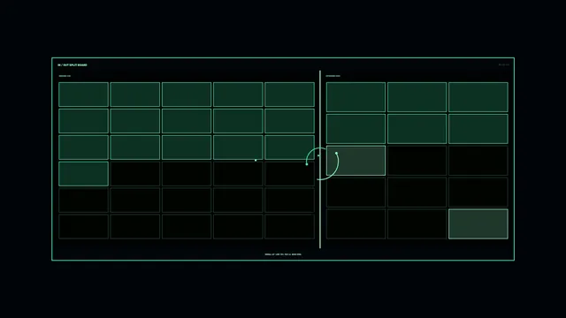 Neon green split-board grid on black — free 3840x2160 4K wallpaper image