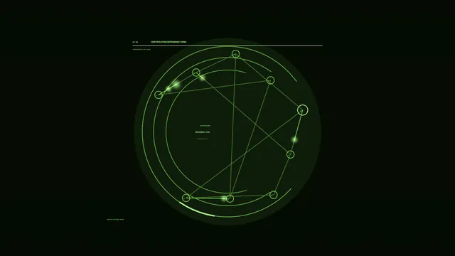 Neon green dependency network on black — free 3840x2160 4K wallpaper image