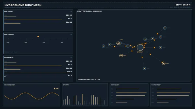 Hydrophone buoy mesh technical dashboard — free 3840x2160 4K wallpaper image