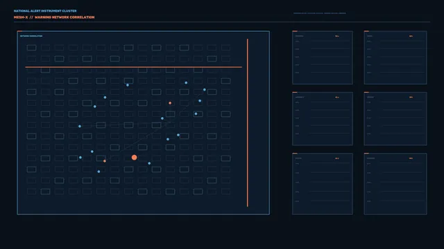 Dark blue network correlation dashboard grid — free 3840x2160 4K wallpaper image