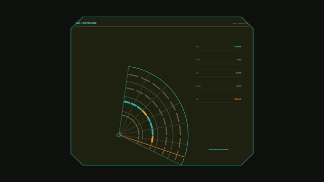 Orbital coverage radar with cyan sector geometry — free 3840x2160 4K wallpaper image