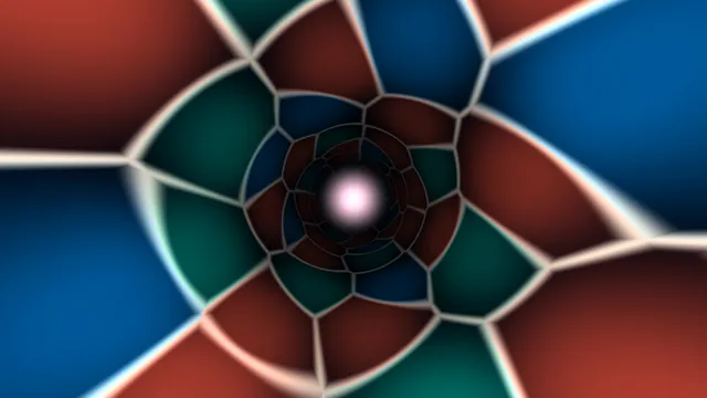 Radial stained-glass geometry with glowing centre — free 3840x2160 4K wallpaper image