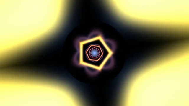 Neon polygon rings on a dark radial field — free 3840x2160 4K wallpaper image