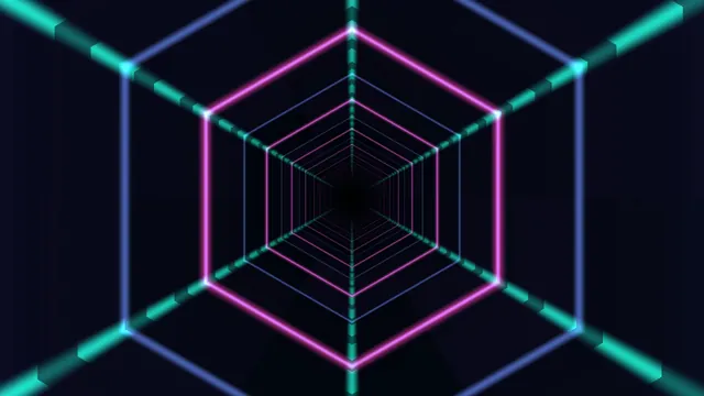 Concentric neon cube tunnel on a dark field — free 3840x2160 4K wallpaper image
