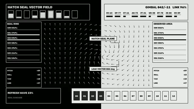 Monochrome hatch seal vector field diagram — free 3840x2160 4K wallpaper image