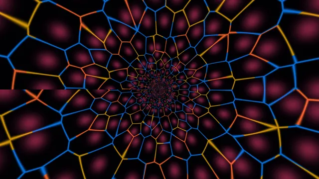 Neon polygon spiral on a black field — free 3840x2160 4K wallpaper image