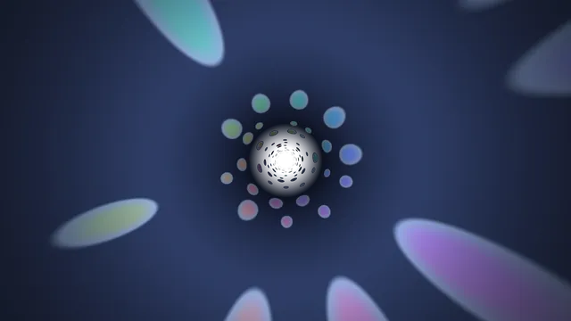 Concentric neon orbit on a deep blue field — free 3840x2160 4K wallpaper image