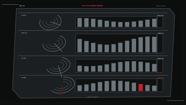 Tactical energy ledger with radial signal diagrams — free 3840x2160 4K wallpaper image