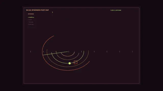 Orbital arc diagram on a dark technical grid — free 3840x2160 4K wallpaper image
