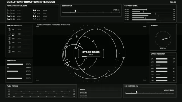 Monochrome interlock control system interface — free 3840x2160 4K wallpaper image