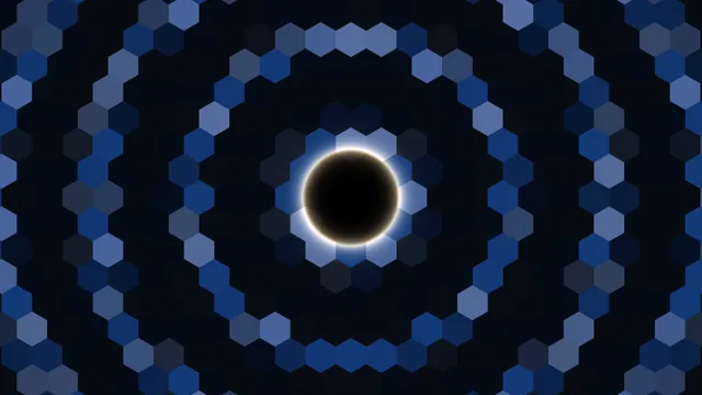 Hexagonal eclipse pattern in deep blue — free 3840x2160 4K wallpaper image