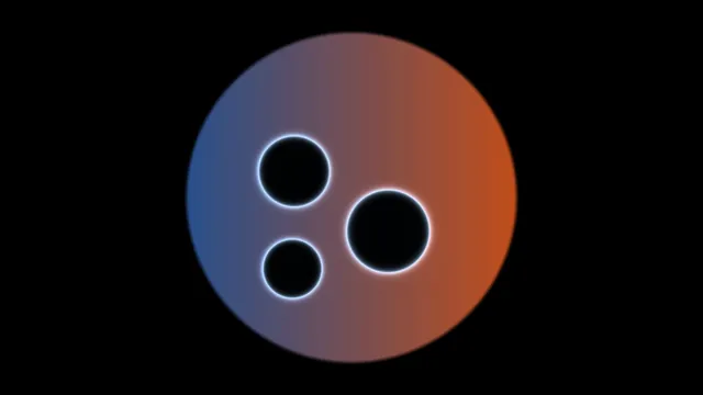 Gradient disk with three luminous circular voids — free 3840x2160 4K wallpaper image