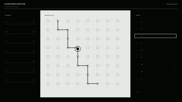 Monochrome AI capability control panel grid — free 3840x2160 4K wallpaper image