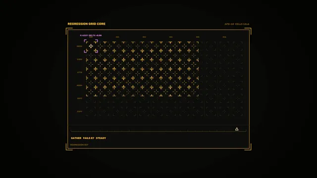 Amber Regression Grid on a Black Technical Panel — free 3840x2160 4K wallpaper image