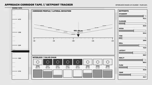 Monochrome corridor control schematic with setpoints — free 3840x2160 4K wallpaper image