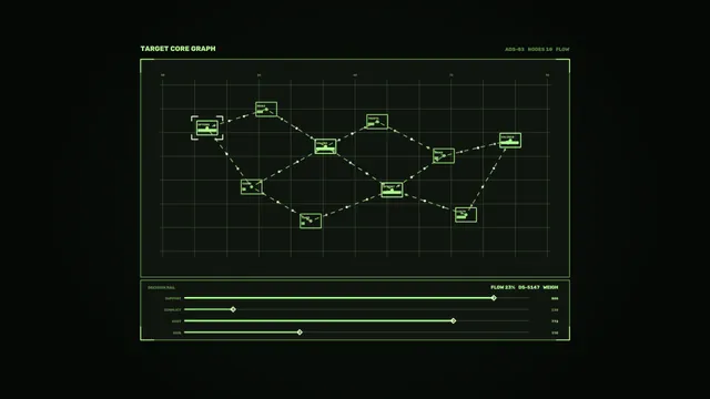 Neon green target core graph interface — free 3840x2160 4K wallpaper image