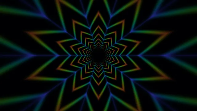 Neon geometric flower on a black field — free 3840x2160 4K wallpaper image