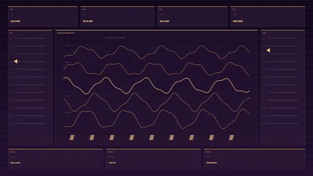 Amber waveform dashboard on a dark violet grid — free 3840x2160 4K wallpaper image