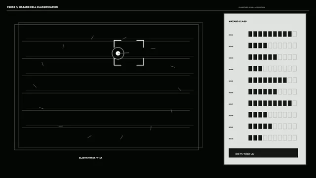 Monochrome hazard grid with tracking reticle — free 3840x2160 4K wallpaper image