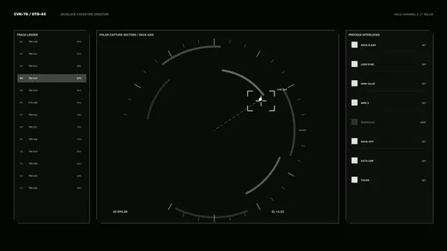 Monochrome polar targeting interface with track ledger — free 3840x2160 4K wallpaper image