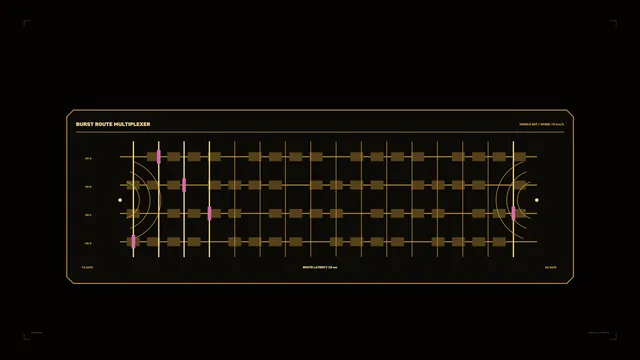 Amber multiplex routing diagram on black — free 3840x2160 4K wallpaper image
