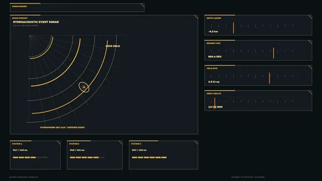 Hydroacoustic Sonar Interface with Range Arcs — free 3840x2160 4K wallpaper image