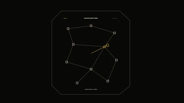 Waypoint graph tower in geometric linework — free 3840x2160 4K wallpaper image