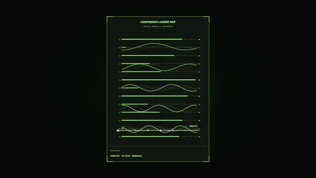 Neon green confidence ladder data panel — free 3840x2160 4K wallpaper image