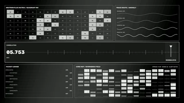 Monochrome Neutron Flux Data Interface — free 3840x2160 4K wallpaper image