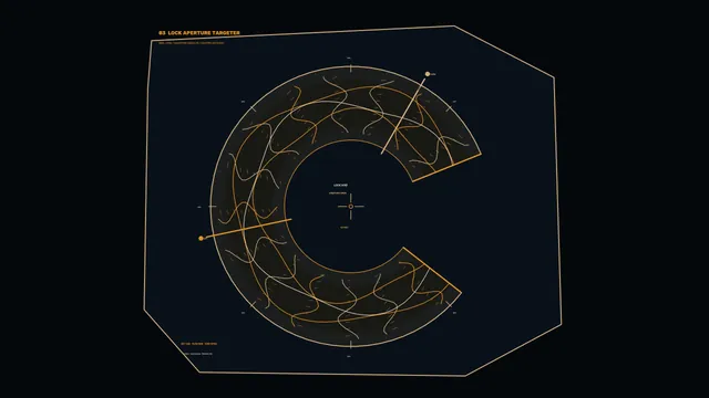 Amber orbital aperture target schematic — free 3840x2160 4K wallpaper image