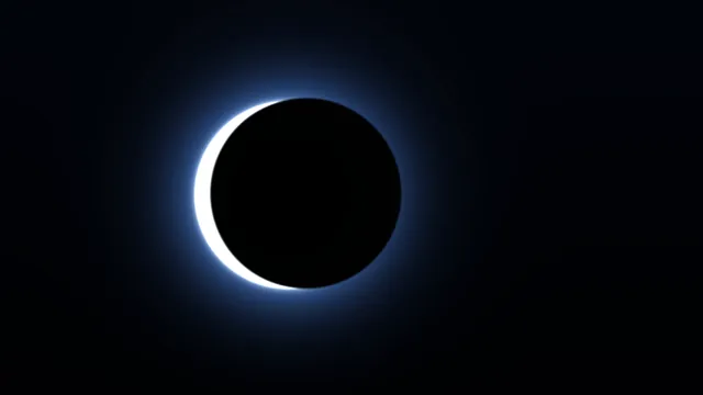 Black disk with an electric blue corona — free 3840x2160 4K wallpaper image