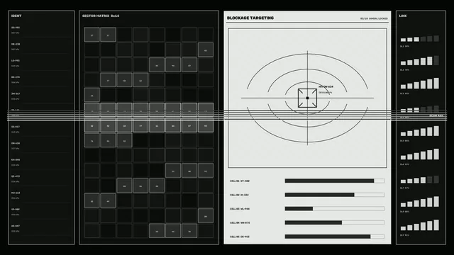 Monochrome tactical targeting interface grid — free 3840x2160 4K wallpaper image