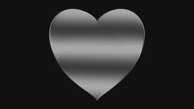 Monochrome metallic heart on black — free 3840x2160 4K wallpaper image